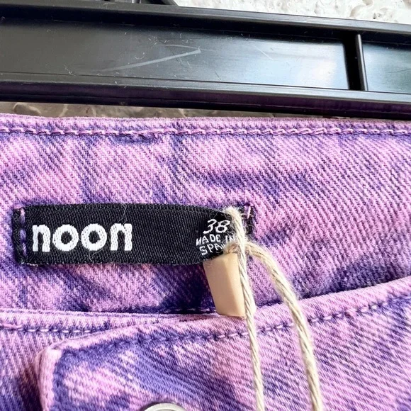 Noon purple acid wash wide leg jeans size 38 / US 6 new with tags - Picture 4 of 7